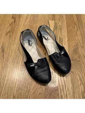 Rare Puma leather Mary Jane Ballet Flats Women’s US 8.5 EU 39 Black Strap Y2k